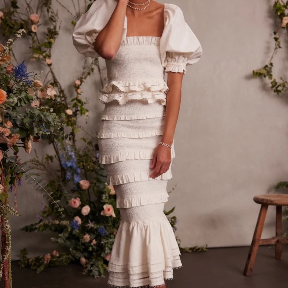 V. Chapman Cream Midi Dress